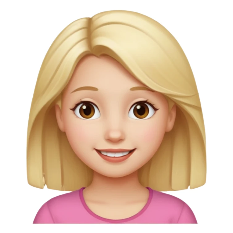 Young girl with blonde hair and a happy face sticker
