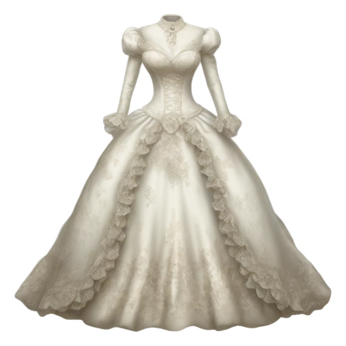 Hyper Realistic ornate victorian Wedding dress displays sticker
