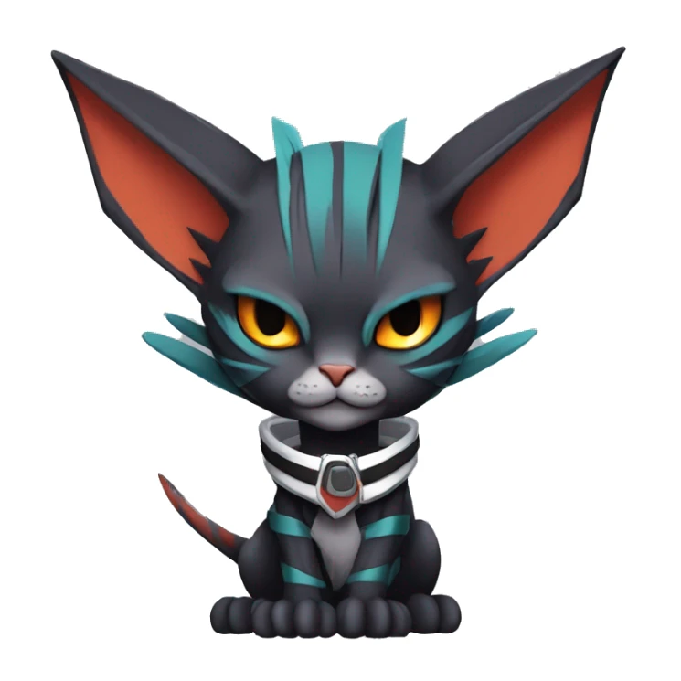 Cool Anthro Noivern-Litten-Sphynx-Pokémon with edgy stripes collar punk techwear Full Body sticker