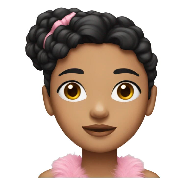 Young girl with black hair and pink boa sticker