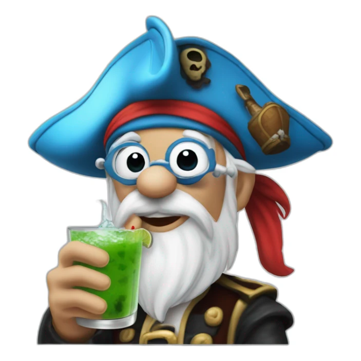 pirate Papa Smurf drinking mojito sticker
