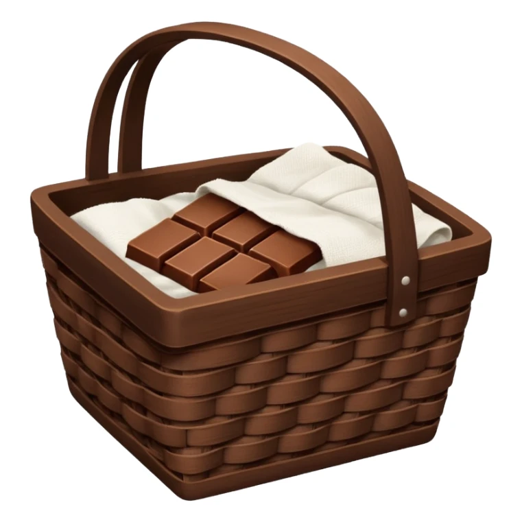A wooden raffia chocolate Brown basket with fresh washed linen sticker