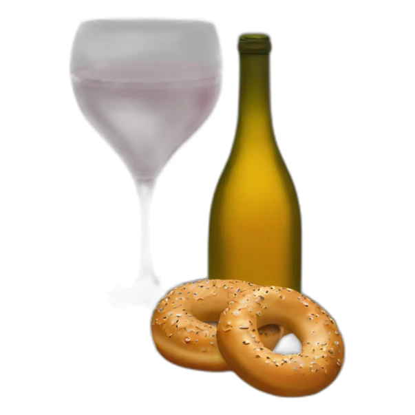 An everything bagel and a bottle of natural wine sticker