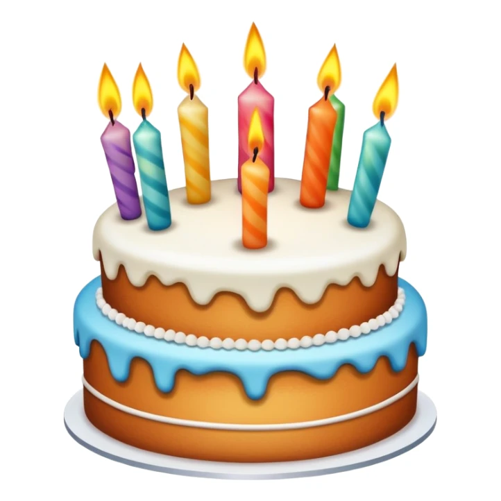 Birthday cake with candles and celebration sticker