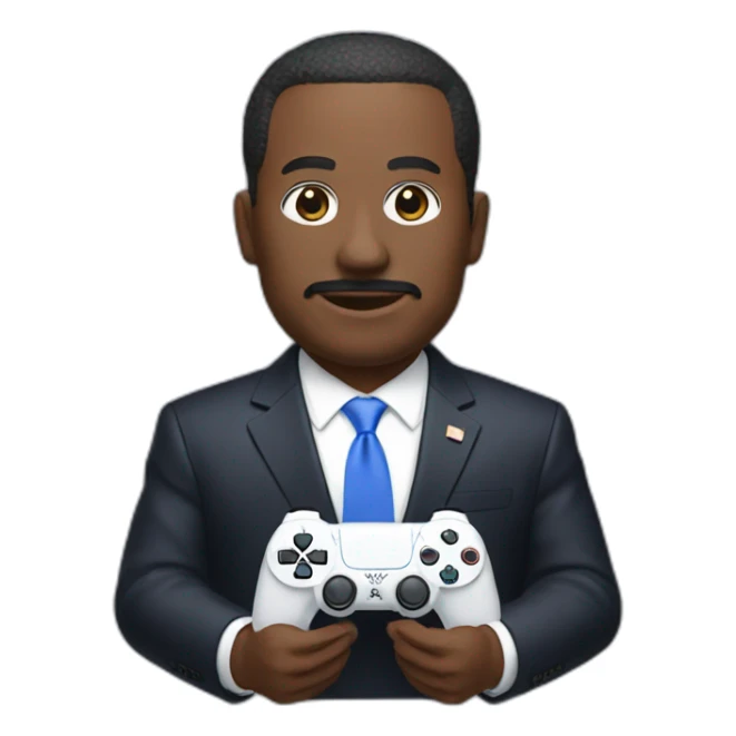 president holds playstation 5 in hands sticker