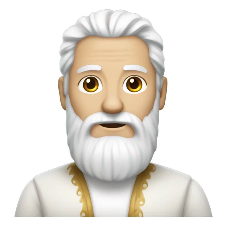 A man with a long white beard, white hair, wearing a white tunic sticker