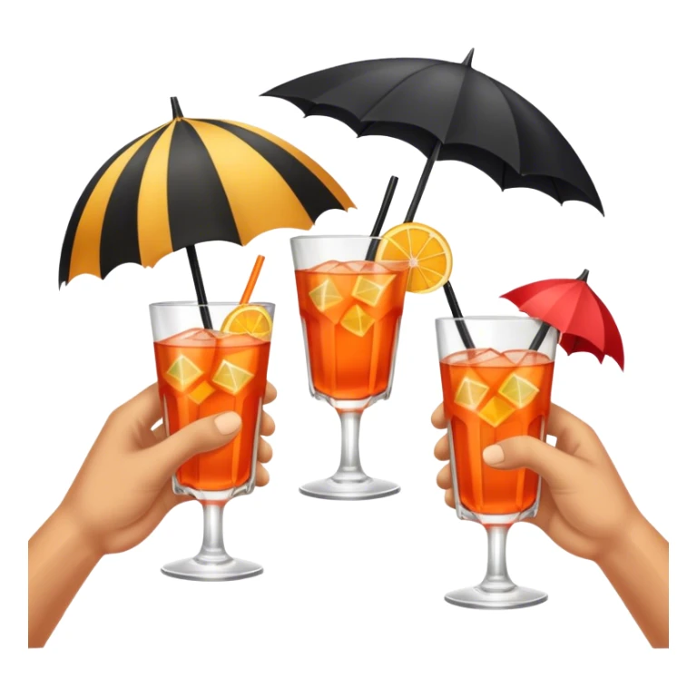 two pirate hands cheering with aperol cocktails, pirate umbrelas sticker