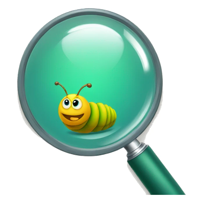 caterpillar under a big magnifying glass sticker