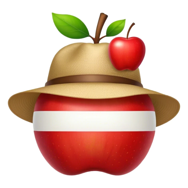 a logo of a hat sitting on top of an apple sticker