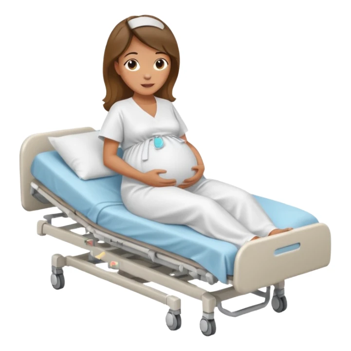 Pregnant woman in hospital bed with legs elevated  sticker