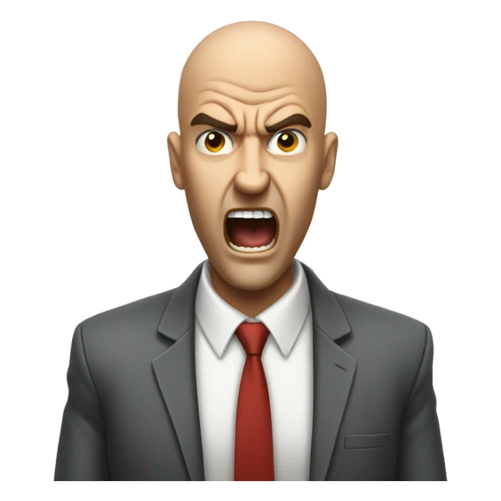 Mad bald boss screaming at worker to get the job done sticker