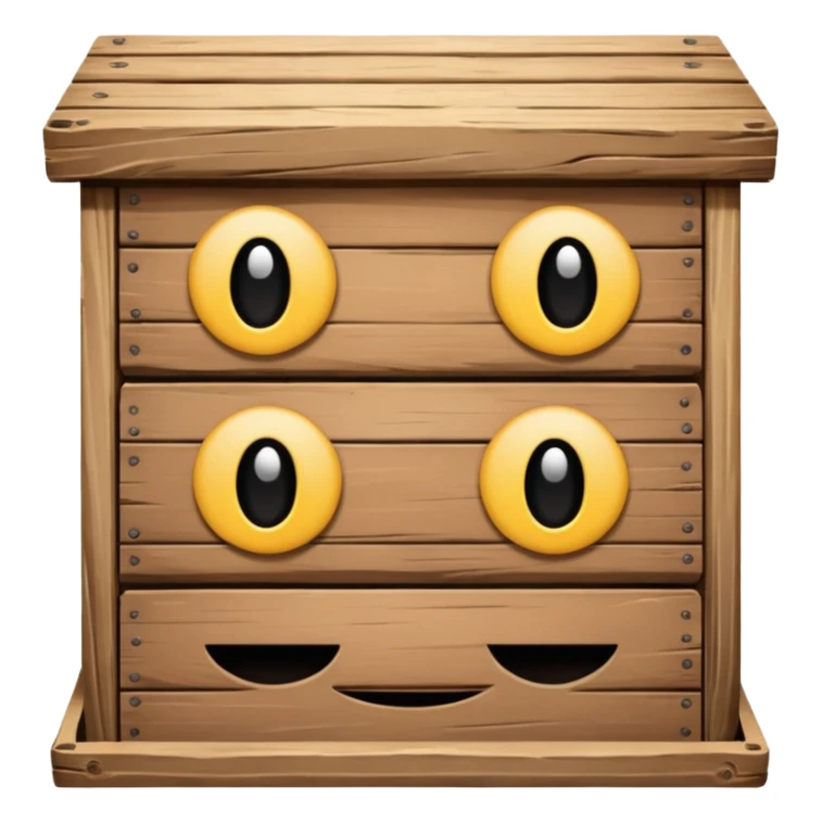 Draw a box made of three non-fruit wooden boards with a front view
 sticker
