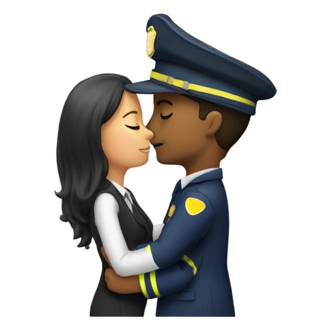 Female attorney kissing male fireman  sticker