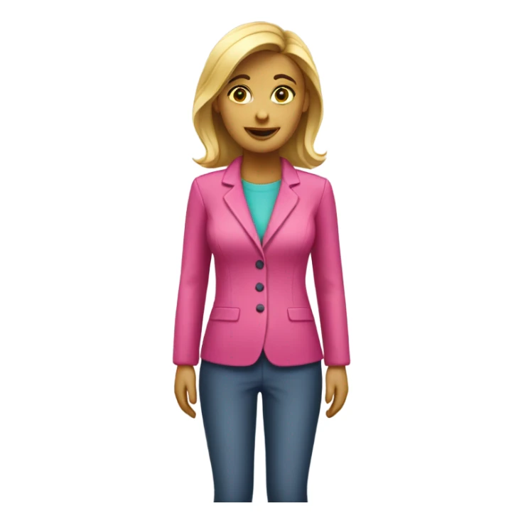 white female employee in intensive pink clothes sticker