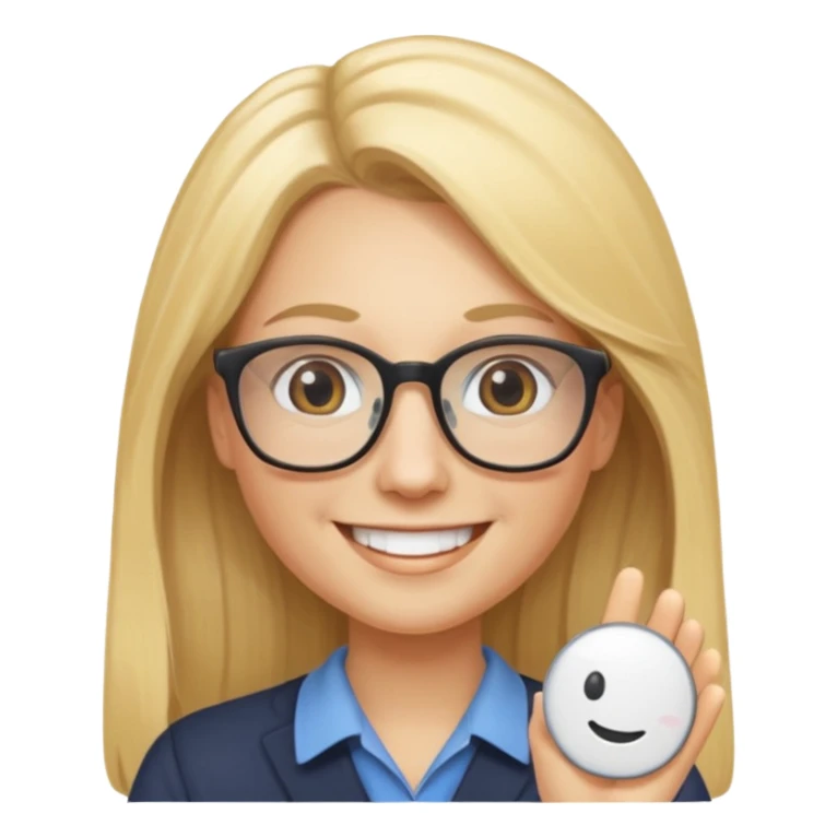 long blonde hair teacher saying hello sticker
