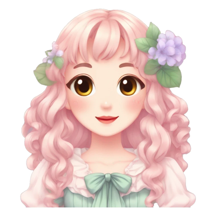 Gorgeous anime style lady with blushing face cottagecore fairycore  Kawaii anime colorful pearly romantic simplistic aesthetic trending stylea sticker