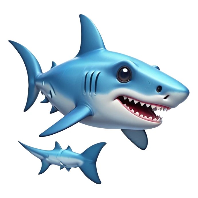 Cinematic Comical Hammerhead Shark Portrait Emoji, Head tilted dramatically with an exaggeratedly shocked expression, featuring its iconic wide-set eyes on a distinct hammer-shaped head, a sleek body with comically expressive fins, and a quirky, animated demeanor, Simplified yet hilariously expressive features, highly detailed, glowing with a slightly sassy oceanic glow, high shine, dramatic yet playful, stylized with an air of cheeky marine mischief, soft glowing outline, capturing the essence of a meme-worthy hammerhead that looks ready to side-eye its way into viral fame! sticker