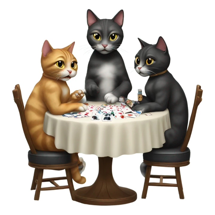 3 cats sitting and playing poker smoking cigarettes  sticker