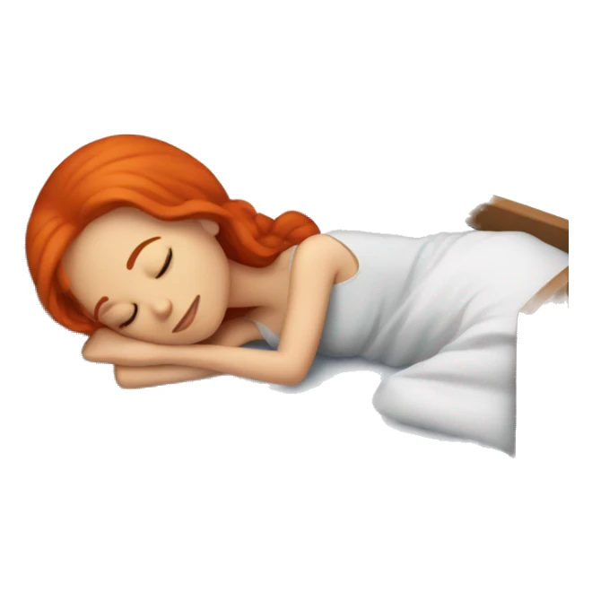 sleeping on bed girl with red hair sticker