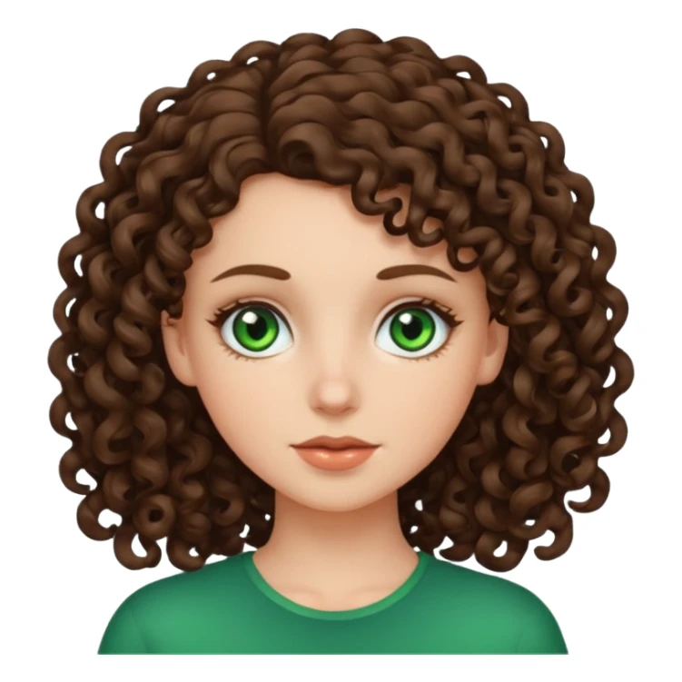 White, green-eyed, brunette girl with somehow curly hair sticker