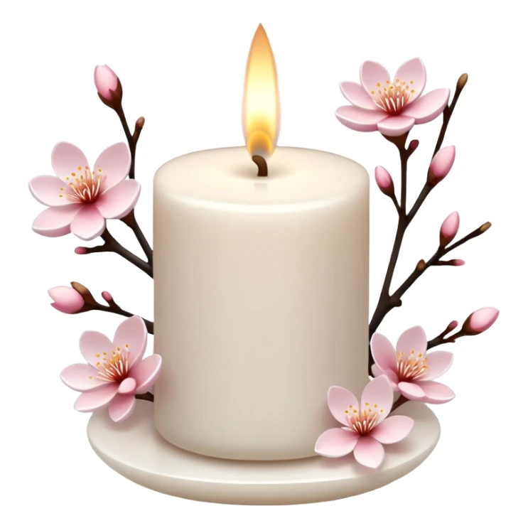 Zen meditative calm beautiful sakura candle aesthetic detailed decorations sticker