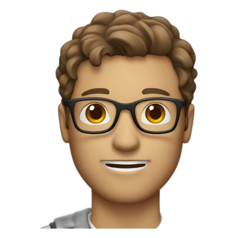 White Male with Brown Hair with Glasses Holding Popcorn sticker
