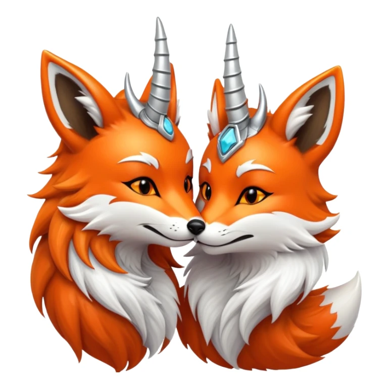 Furry fox with horns and protogen kissing sticker