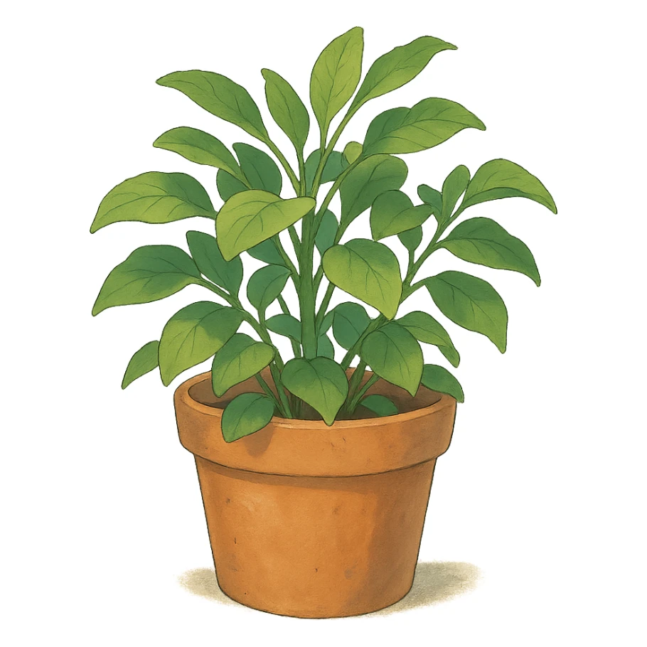 potted plant ghibli style sticker