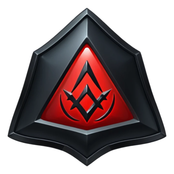 iOS sticker, dark fantasy amulet, black base, red symbol, minimal sticker