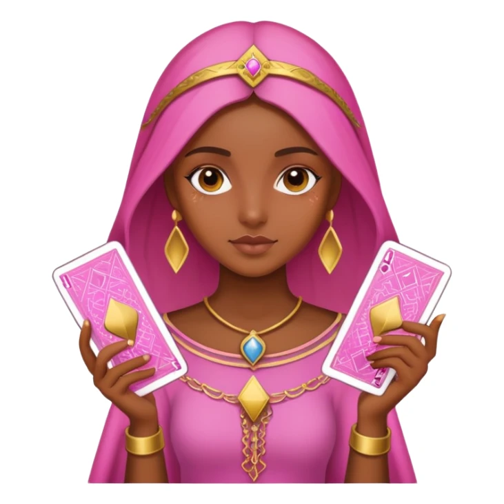 brown girl with pink pink tarot gold cards sticker