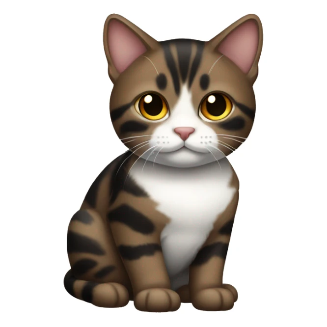 dark brown and black tabby cat with white chest sticker