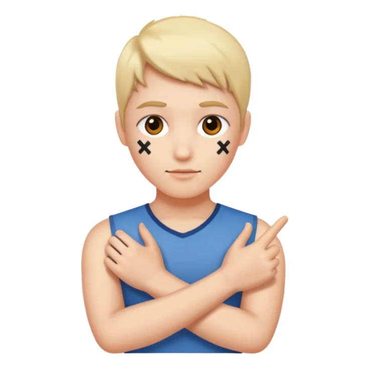 Please make an emoji where the wearer marks O or X with his arm. sticker