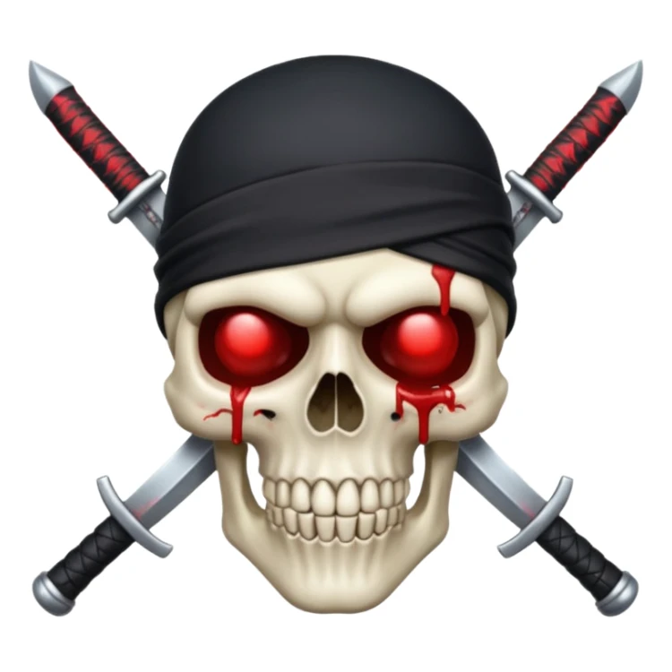 Black Skull and crossed sabers with a bleeding eyepatch sticker
