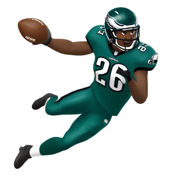 philadelphia eagle player football number 26 jumping kelly green sticker