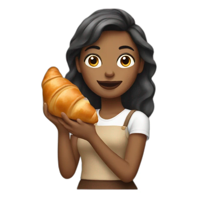 French Girl Holding a Croissant sticker