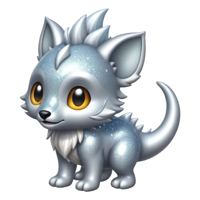 Shiny epic glittery silvery animal-fakemon-creature sticker