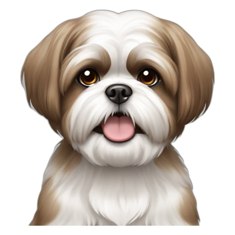 Hungry white and brown shih tzu in short hair sticker