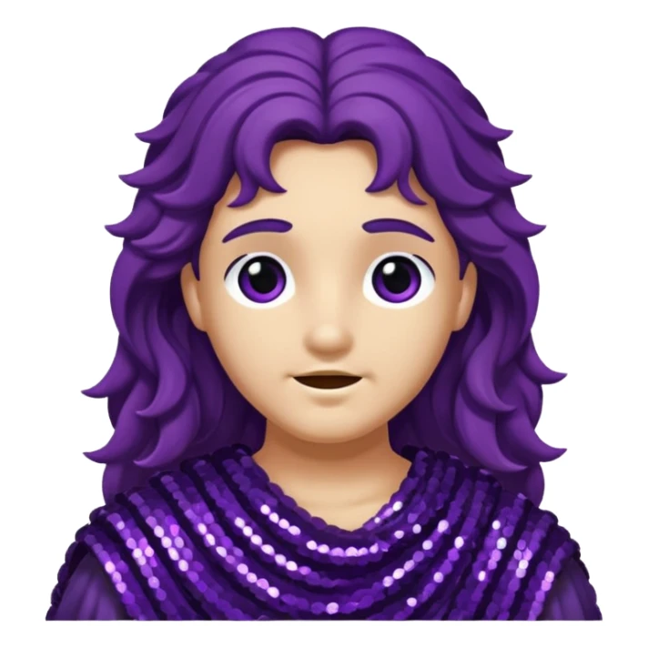 Pluto from Roman Deities with long deep purple wavy hair, deep purple sequin toga sticker