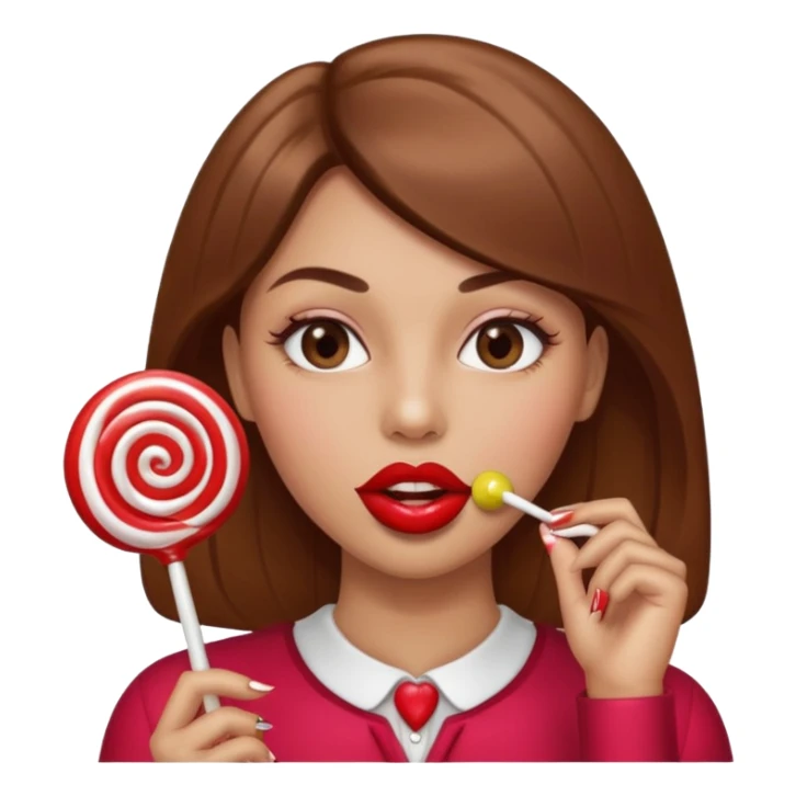 A lollipop in the guys mouth with Long nails and has glossy lips sticker