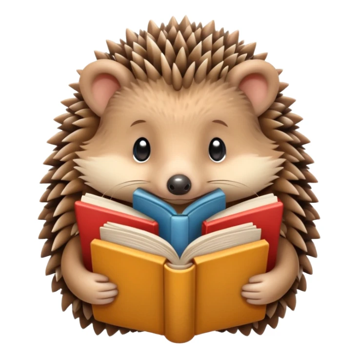 The hedgehog hugs the book aesthetic  sticker