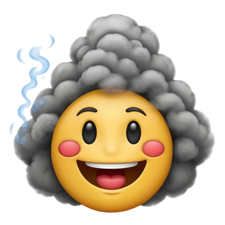 smiling emoji with smoke curling from lips sticker