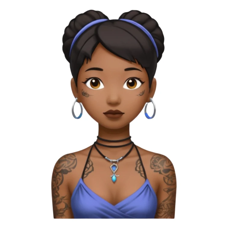 asian black girl with neck tattoo and 2 string dress sticker