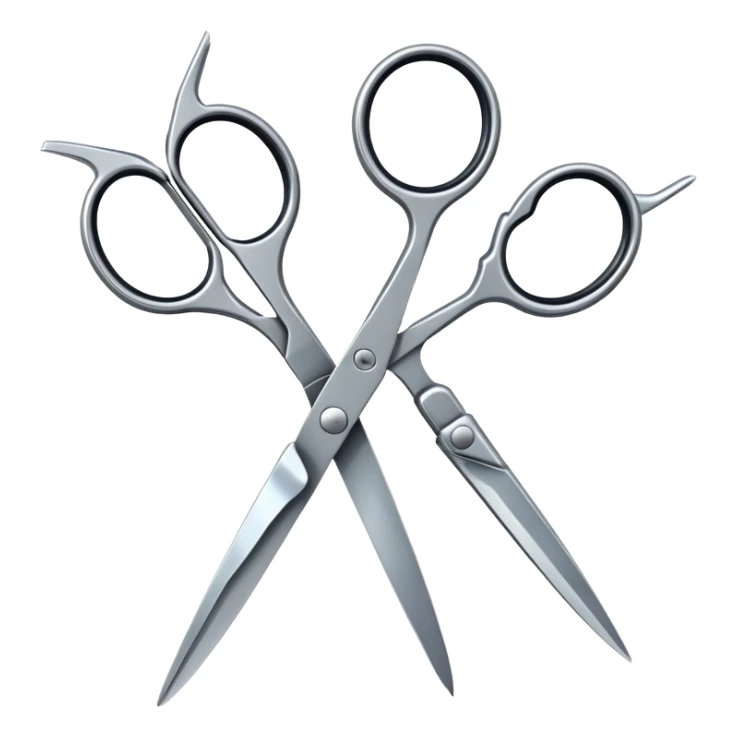 Two pairs of scissors that are open facing one another, but not touching sticker