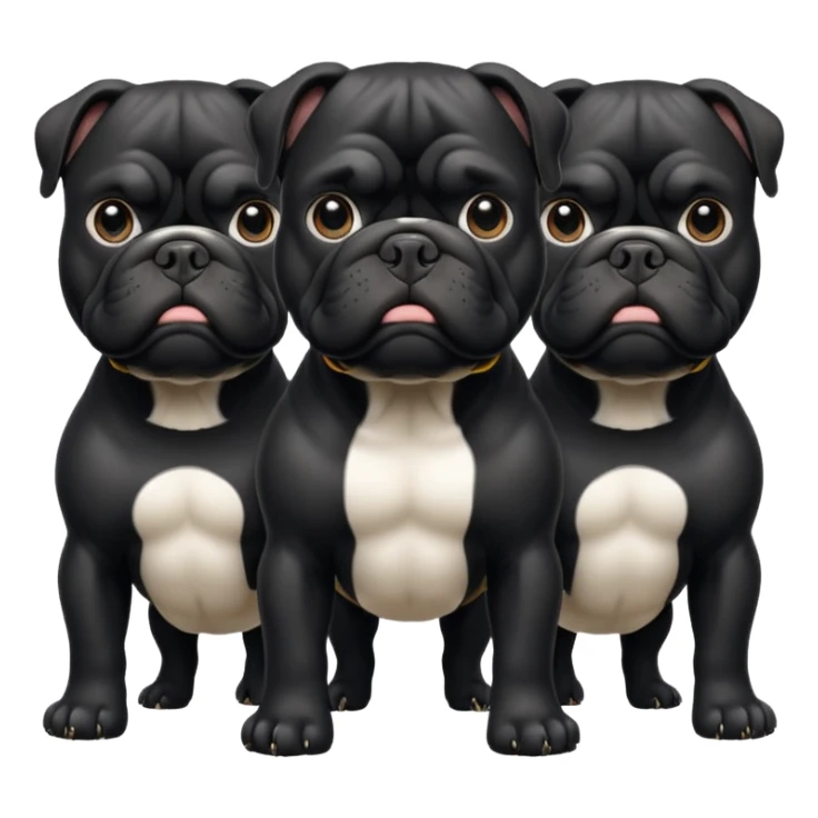 Black Bulldog one body and three heads sticker