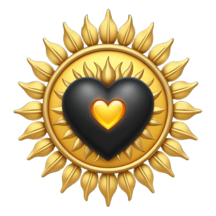 black heart with a sun motif sticker