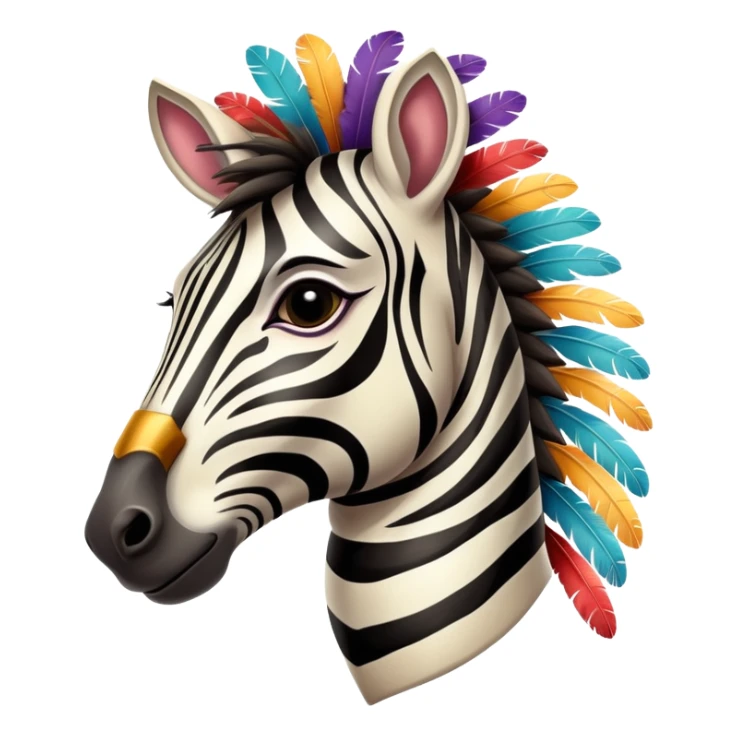 Vintage circus zebra wearing circus feathers sticker