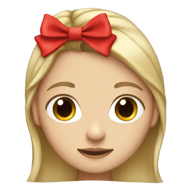 Half Brunette blonde hair girl with red bow sticker
