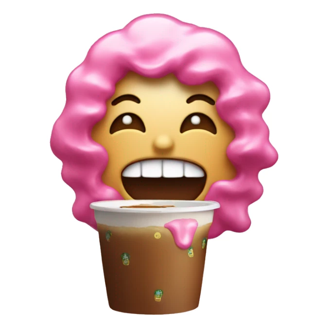 laughing emoji with pink tears and starbucks sticker