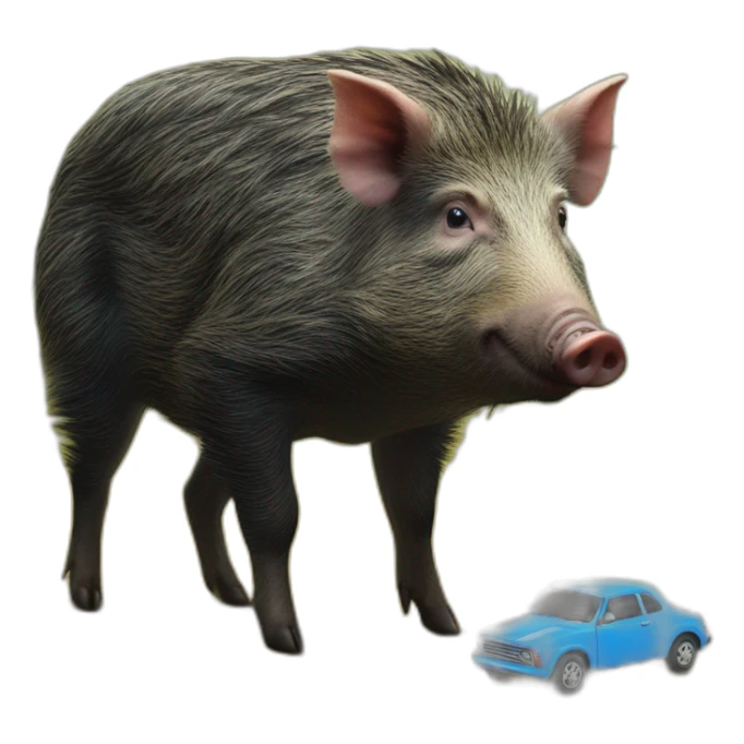 Photo-real-wild boar hitted by blue car sticker