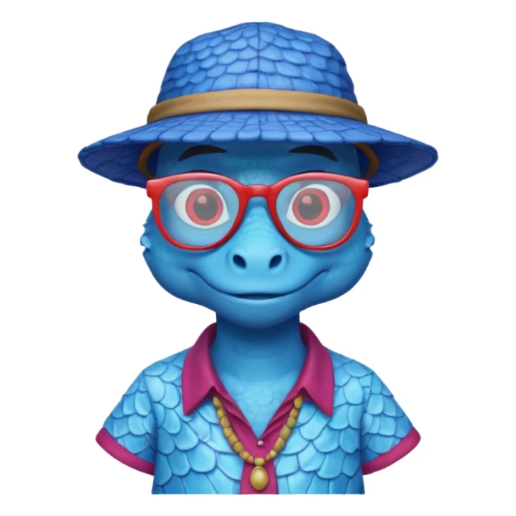 blue dragon with shirt hat and glasses sticker